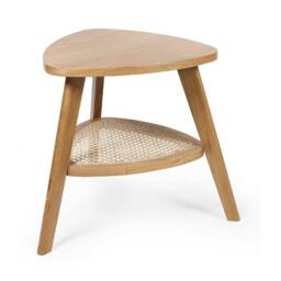 Cheshire Lugano Oak Triangular Side Table With Shelf in Natural Oak in Brown - thumbnail 1