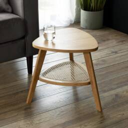 Cheshire Lugano Oak Triangular Side Table With Shelf in Natural Oak in Brown - thumbnail 2