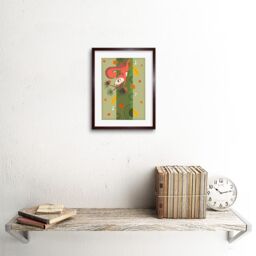 "Artery8 Wall Art Print Red Squirrel Acorn Tree Art Framed 9x7 inch in Brown - Size: W7"" x H9""" - thumbnail 2