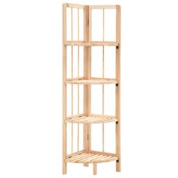Berkfield Home Corner Shelf Cedar Wood 27x27x110 cm in Beige - Size: 27 x 27 x 110 cm