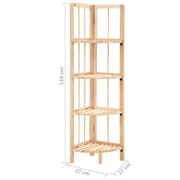 Berkfield Home Corner Shelf Cedar Wood 27x27x110 cm in Beige - Size: 27 x 27 x 110 cm - thumbnail 6