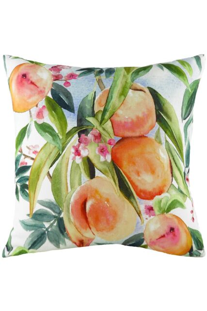 Evans Lichfield Fruit Peach Hand-Painted Watercolour Printed Cushion - Size: 43 cm x 43 cm - image 1