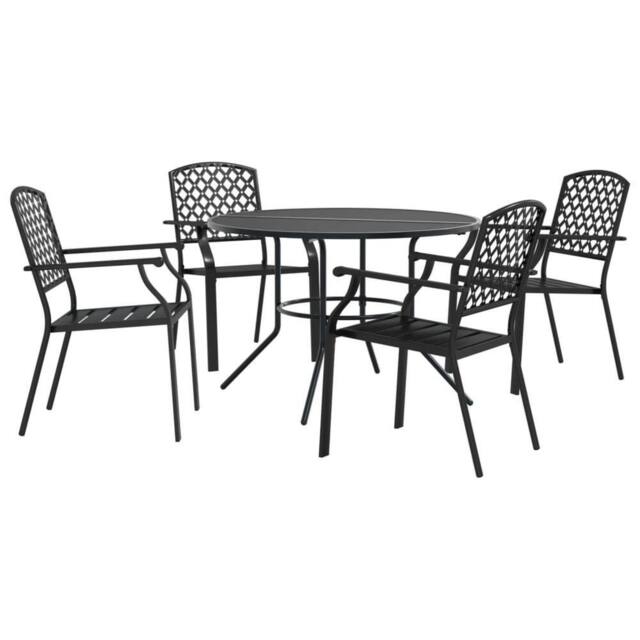 Berkfield Home Stackable Garden Chair Set 5 pcs Anthracite Powder-coated Steel in Black - image 1