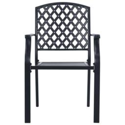 Berkfield Home Stackable Garden Chair Set 5 pcs Anthracite Powder-coated Steel in Black - thumbnail 5
