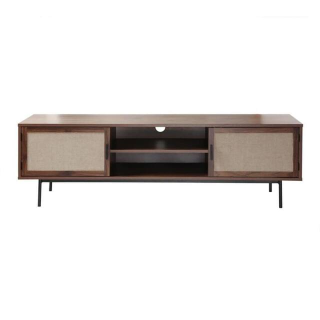 CALICOSY TV Unit In Walnut Finish With Fabric Fronts, 140 Cm Wide, JETSON in Dark Brown - image 1