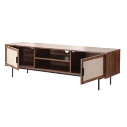 CALICOSY TV Unit In Walnut Finish With Fabric Fronts, 140 Cm Wide, JETSON in Dark Brown - thumbnail 3