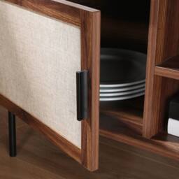CALICOSY TV Unit In Walnut Finish With Fabric Fronts, 140 Cm Wide, JETSON in Dark Brown - thumbnail 6
