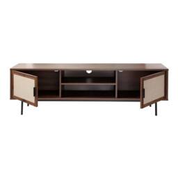 CALICOSY TV Unit In Walnut Finish With Fabric Fronts, 140 Cm Wide, JETSON in Dark Brown - thumbnail 4