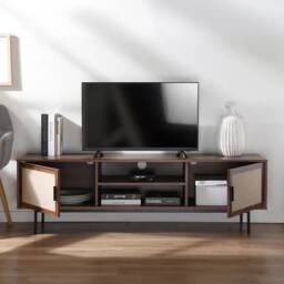 CALICOSY TV Unit In Walnut Finish With Fabric Fronts, 140 Cm Wide, JETSON in Dark Brown - thumbnail 9