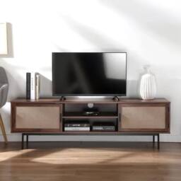 CALICOSY TV Unit In Walnut Finish With Fabric Fronts, 140 Cm Wide, JETSON in Dark Brown - thumbnail 8