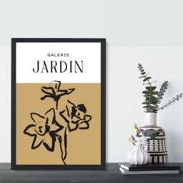 ARTZE Yellow Daffodil Boho Sketch Floral Framed Print SIZE: A3 with Black Frame - Size: A4 - thumbnail 2