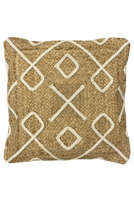 Furn Roolu Contrast Braided Jute Cushion in Natural - Size: 45 cm x 45 cm - image 1