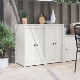 Berkfield Home Outdoor Kitchen Doors 2 pcs White 50x9x82 cm Solid Wood Pine - Size: 50 x 9 x 82 cm - thumbnail 1