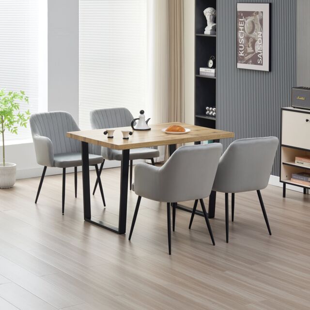 Outdoor Living Colorado Dining Table with 4 Grey Charlotte Velvet Chairs - image 1