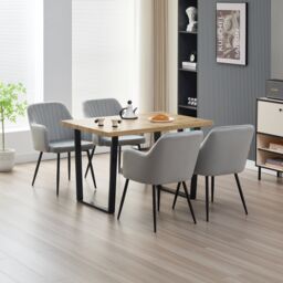 Outdoor Living Colorado Dining Table with 4 Grey Charlotte Velvet Chairs - thumbnail 1