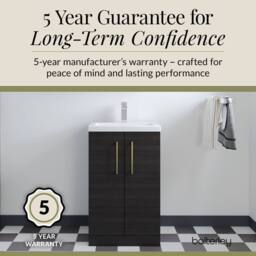 Balterley Bathroom Vanity Basin Unit, Brushed Brass Handles, 500mm, Wood Black - thumbnail 6