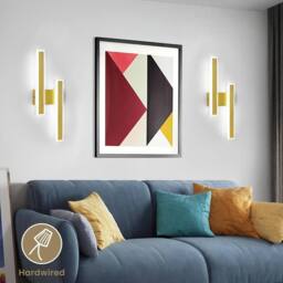 COMELY Indoor Wall Lights, 32W Modern Acrylic Gold Wall Lights, Cool White - thumbnail 6