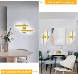 COMELY Indoor Wall Lights, 32W Modern Acrylic Gold Wall Lights, Cool White - thumbnail 4