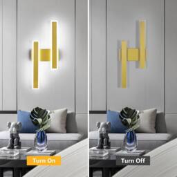 COMELY Indoor Wall Lights, 32W Modern Acrylic Gold Wall Lights, Cool White - thumbnail 5