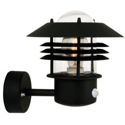Nordlux Veje Outdoor Wall Light Sensor Black Metal Garden E27 IP54 Mains