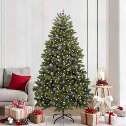 Berkfield Home Artificial Christmas Tree with Stand Green 210 cm PVC & Metal - thumbnail 1