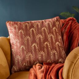 Furn Wisteria Printed Velvet Cushion in Light Brown - Size: 50 cm x 50 cm - thumbnail 4