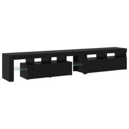 Berkfield Home TV Cabinets 2 pcs with LED Lights Black Oak Engineered Wood - thumbnail 9