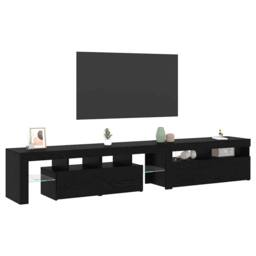 Berkfield Home TV Cabinets 2 pcs with LED Lights Black Oak Engineered Wood - thumbnail 1