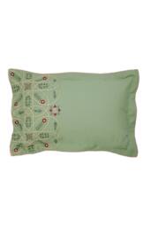 Morris & Co 'Brophy Embroidery Cotton' Duvet Cover Set in Green - Size: Super King - thumbnail 3