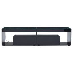 Merax Black High Gloss LED TV Stand for TV up to 80 Inch with Glass Tabletop - thumbnail 7