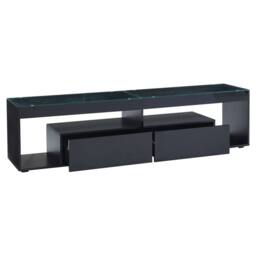 Merax Black High Gloss LED TV Stand for TV up to 80 Inch with Glass Tabletop - thumbnail 9