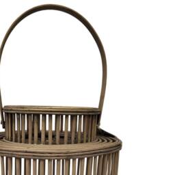 Hill Interiors Wicker Cylinder Lantern in Brown - thumbnail 2