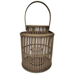 Hill Interiors Wicker Cylinder Lantern in Brown - thumbnail 1