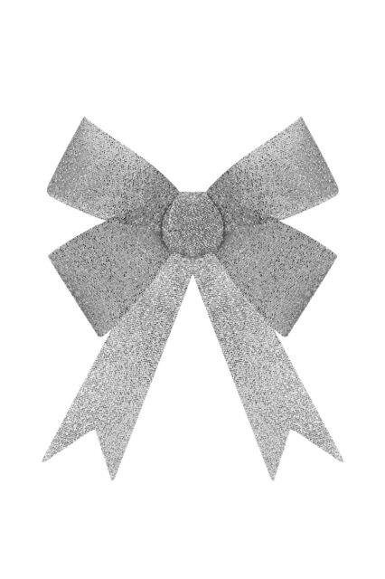 VFM e-Store Tinsel Bow Christmas Decoration X 1 37cm x 49cm x 13cm Silver - Size: 37 cm x 49 cm x 13 cm - image 1