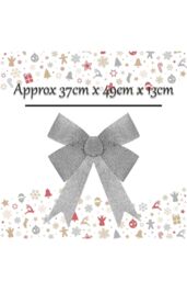 VFM e-Store Tinsel Bow Christmas Decoration X 1 37cm x 49cm x 13cm Silver - Size: 37 cm x 49 cm x 13 cm - thumbnail 2