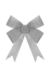 VFM e-Store Tinsel Bow Christmas Decoration X 1 37cm x 49cm x 13cm Silver - Size: 37 cm x 49 cm x 13 cm - thumbnail 1