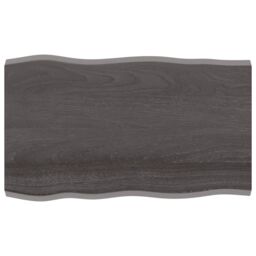 Berkfield Home Table Top Dark Grey 100x60x(2-4) cm Treated Solid Wood Live Edge in Brown