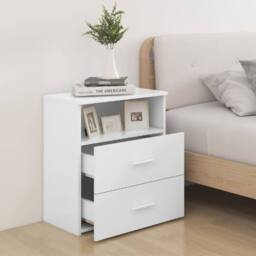 Berkfield Home Modern Bed Cabinet White 50x32x60 cm - Size: 50 x 32 x 60 cm - thumbnail 1