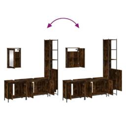 Berkfield Home 4 Piece Bathroom Furniture Set Smoked Oak Engineered Wood in Brown - thumbnail 9