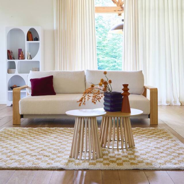 sweeek Mustard Yellow & Cream Interior Checkerboard Rug - Size: 160 cm x 230 cm - image 1