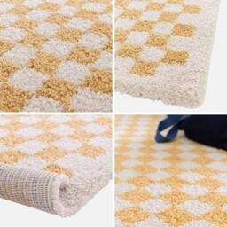 sweeek Mustard Yellow & Cream Interior Checkerboard Rug - Size: 160 cm x 230 cm - thumbnail 2
