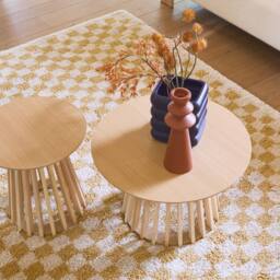 sweeek Mustard Yellow & Cream Interior Checkerboard Rug - Size: 160 cm x 230 cm - thumbnail 6