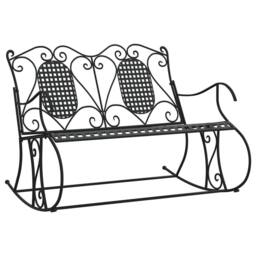 Berkfield Home 2-Seater Rocking Bench 113 cm Black Steel - thumbnail 1