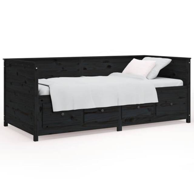 Berkfield Home Day Bed Black 75x190 cm Solid Wood Pine - image 1