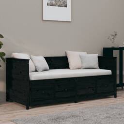 Berkfield Home Day Bed Black 75x190 cm Solid Wood Pine - thumbnail 4