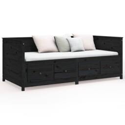 Berkfield Home Day Bed Black 75x190 cm Solid Wood Pine - thumbnail 5