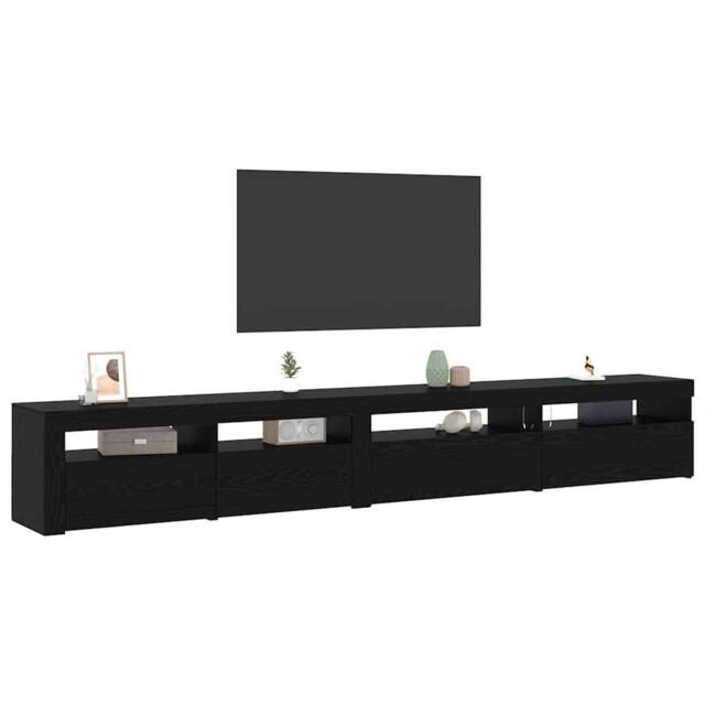 Berkfield Home Modern 3 Piece TV Cabinet Set with LED Lights Black Oak Engineere - image 1