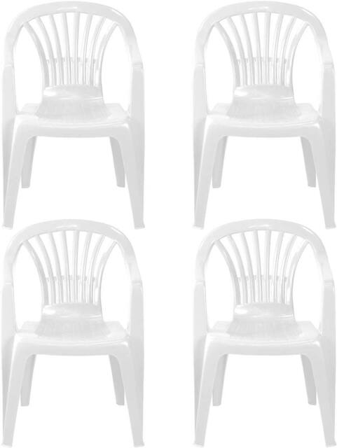 simpa Solana Plastic Patio & Garden Chairs - Set of 4 in White - image 1