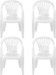 simpa Solana Plastic Patio & Garden Chairs - Set of 4 in White