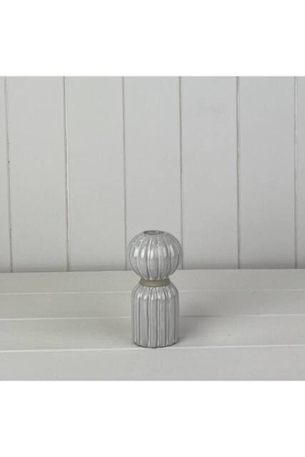 KDMD Grey Subtle Glazed Ceramic Candle Holder with Textured Detail - image 1